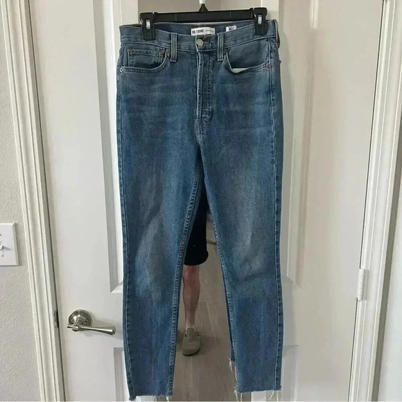 842 Re/Done High Rose Ankle Stretch Crop Jeans - Picture 2 of 6